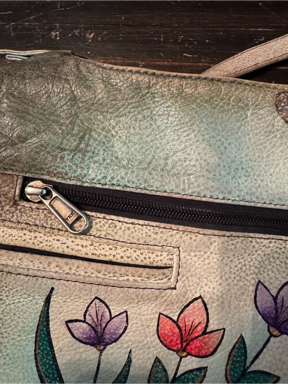 Aunschak Floral Painted Leather Shoulder Bag - Multicolor - Picture 11 of 14